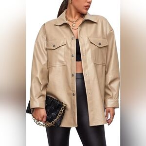 Mittoshop Faux Leather Shacket